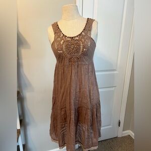 Free people baby doll beaded crochet dress